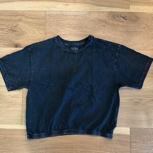 Vans Black Washed Cropped Tee with Elastic Hem
